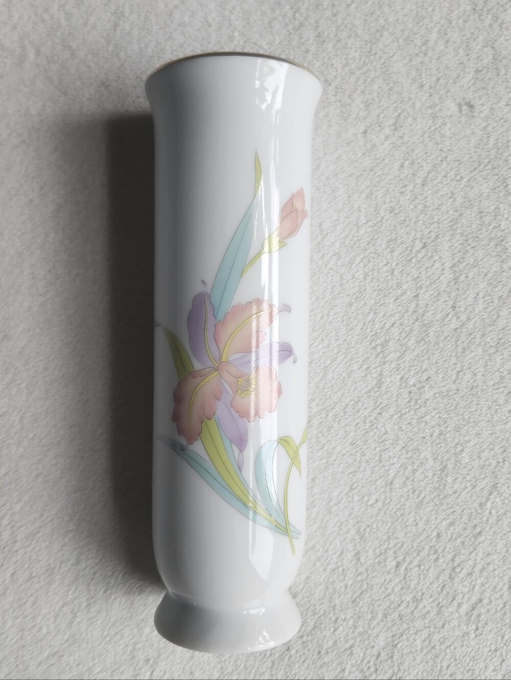 Vintage Otagiri Orchid Mist Porcelain Bud Vase - Narrow Floral Vase Japan